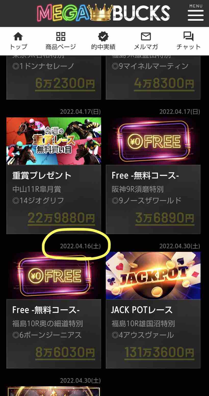 メガバックス(MEGA BUCKS)という競馬予想サイトのの的中実績